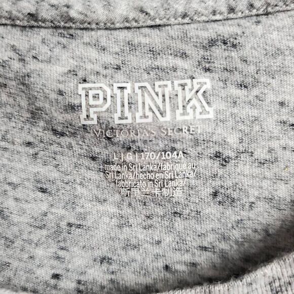 Victoria’s Secret PINK Women’s Gray Heather Drawstring Hem Tee Size L - Picture 5 of 7